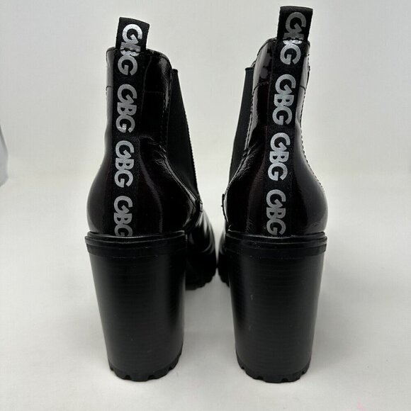 Guess Platform Ankle Boots Dark Red Patent Faux Leather 10M Chunky - Picture 7 of 13